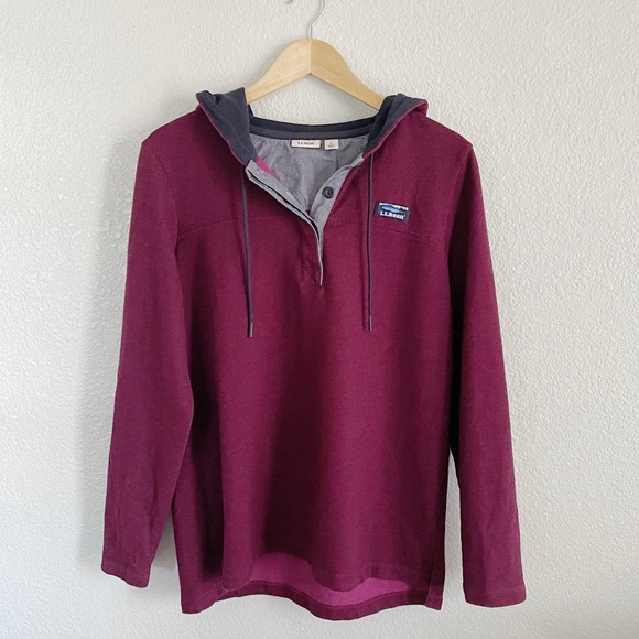 LL BEAN || Soft Cotton Rugby, Hoodie Pullover - Picture 2 of 9